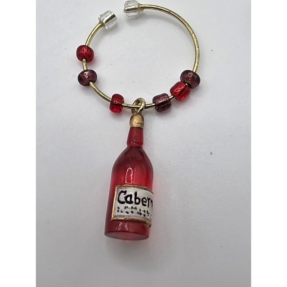 Beautiful Plastic Wine Bottle Wine Glass Charms Set of 6